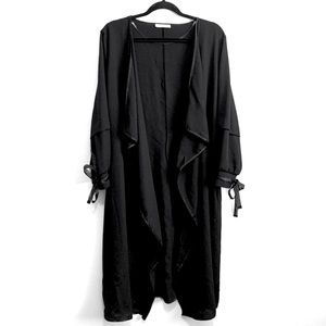Y-London Black Open Draped Kimono